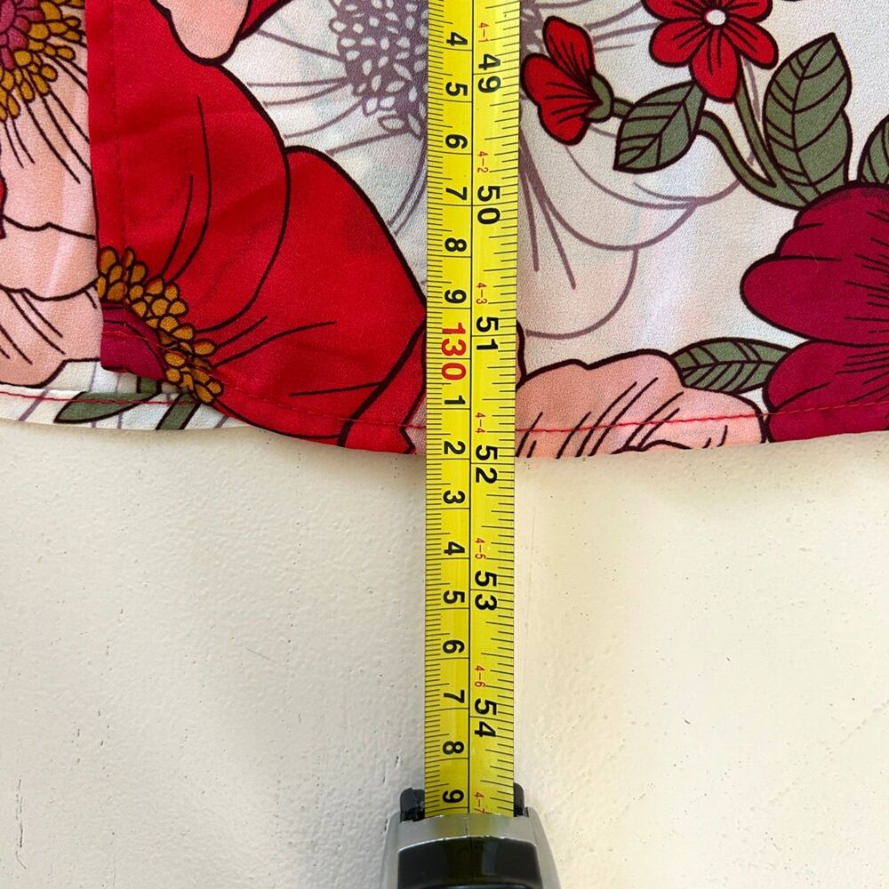 Go Coco Large-Scale Floral Print Maxi Dress (1X) Red Pink Green White Leg Slits - Picture 12 of 14